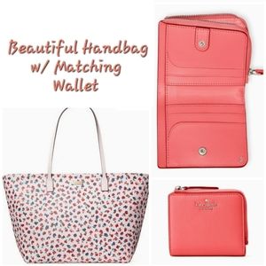 👀50% OFF - NWT‼️ Beautiful Kate Spade pink floral 💐 purse & wallet set
